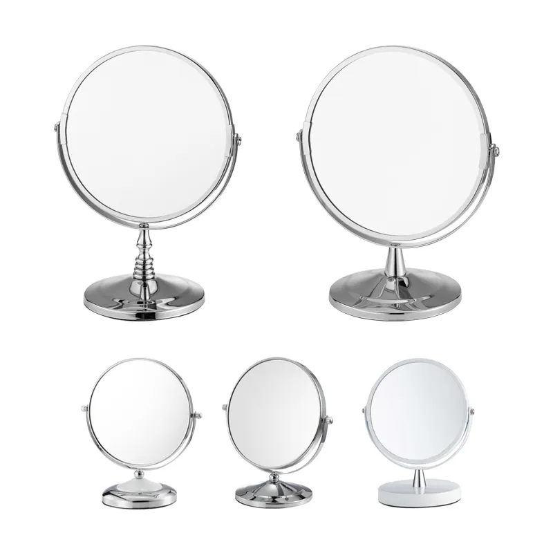 360 Degree Double Sided Custom Desktop Mirror Magnifying Beauty Mirror for Makeup Cosmetic Mirror Round Chrome 17cm(7inch)