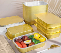 Boîte à déjeuner isolée épaissie jetable en aluminium doré avec couvercle en PP de qualité alimentaire