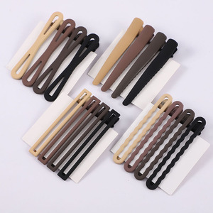 Pince à cheveux bec de canard marron café sans couture 12 cm en acier au carbone élastique pour femme, accessoire de coiffure quotidien - Product Image 2