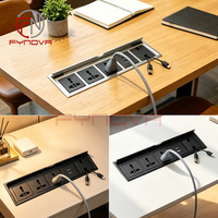 Eingebaute Desktop-Steckdose mit Klappabdeckung, 3 AC-Steckdosen, versenkbare USB-A+C-Ladeanschlüsse, Kabelmanagement für Büro- und Konferenztische