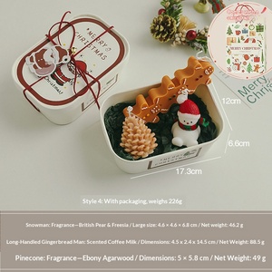 Ensemble de bougies aromatiques en forme de Noël, faites à la main, bonhomme de neige, arbre, pain d'épices, bougie en cire de soja, boîte cadeau, décoration de la maison - Product Image 6