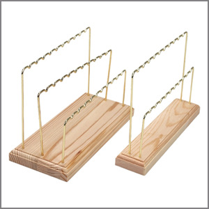 Metal Earring <b>Display</b> Rack Multi Tiered Jewelry <b>Stand</b> For Earrings And Accessories Wood Base Gold Finish - Product Image 2
