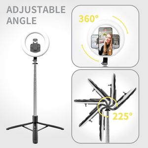 CYKE 3 en 1 anneau lumineux trépied support de téléphone vidéo en direct Portable Led lumière de remplissage <span class=keywords><strong>Selfie</strong></span> bâton trépied <span class=keywords><strong>Bluetooth</strong></span> télécommande sans fil Q05s - Product Image 3