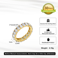 Bague Tennis Hip-hop MOR25 en Argent Sterling S925 pour Femme, Diamant Glacé VVS, Certificat GRA, Moissanite Coupe Ovale Couleur D