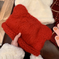 Gorro de lana unisex con orejas de monstruo, estilo adorable, cálido para invierno, con diseño que cubre los dedos de los pies