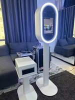 Cabina de Fotos Portátil Ovalada con Soporte para Impresora, Fácil de Montar, para iPad y Cámara DSLR, con Ventilador Integrado y Estuche