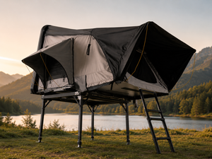 Outdoor 4 Person Side Fold Out Hard Aluminum Rooftop <b>Tents</b> Side Opening Hybrid Roof Top <b>Tent</b> - Product Image 6