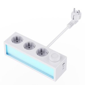 Multifunctional Electrical Plug Power Strip RGB Multi-Color Lights 3 Outlets Rotary <b>Switch</b> <b>USB</b>-A 1 Port 2 Type-C EU Standard - Product Image 5