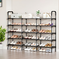 Étagère métallique fine à assembler facilement, 5 niveaux, robuste, pour le rangement des chaussures à la maison