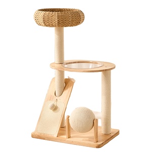 Multi-Functional Compact Sisal Cat Climbing Tree with Scratching <b>Post</b> Rotating Toy Ball and Compact Design - Product Image 1