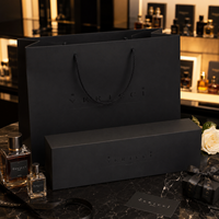 Ensemble de sacs en papier noir mat de luxe, portables, écologiques, avec lamination mate, logo personnalisé, SEDEX, rigides, pour bougies et parfums