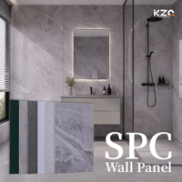 Panneaux muraux rigides SPC en stock, panneaux muraux pour salle de bain, panneaux muraux en bois imperméables, décoration murale intérieure pour salles de bain d'hôtel