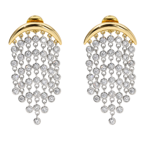 Pendientes de Borla con Circonitas Plateadas y Baño de Oro en Latón, Diseño de Luna, Personalizados, a la Moda, Unisex - Product Image 1
