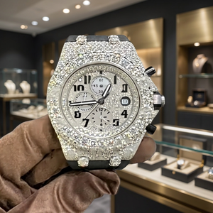 Moissanite Chronograph Watch Stylish Quartz Men's Watch Case Glass Stainless Steel Moissanite Band Bracelet Clasp 10 Bar Water - Product Image 3