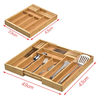 Plateau de rangement de cuisine de haute qualité bambou chaud multi-compartiments plateau à couverts argent couverts tiroir organisateur diviseur