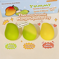 Z Jouet anti-stress à succès en stock, mangue à presser relaxante, changeant de couleur, son croquant, boîte de présentation, emballage PVC