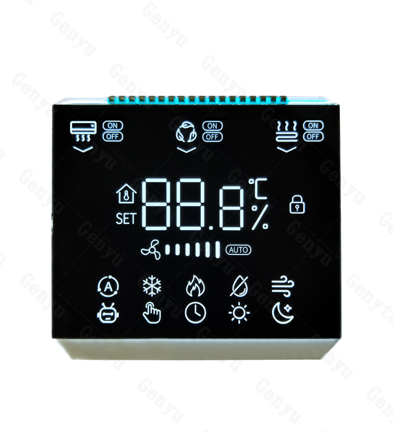 High Contrast LCD Screen VA/BTN Black Numeric 7 Segment LCD For Thermostat display