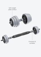 Ensemble d'haltères réglables en acier Wellshow 3 en 1 (haut-parleur, barre et kettlebell) 44 LB avec colliers de verrouillage rapide 47 pouces pour fitness à domicile