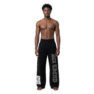 Wholesale Cotton Lightweight Distressed Acid Wash Straight Wide Leg Sweatpants Oversized Baggy Y2K Streetwear Joggers Custom Men - Product Image 2