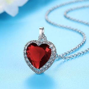 <span class=keywords><strong>Colgante</strong></span> de corazón de collar de diamantes de circón de gran tamaño para mujer, collar de Corazón Azul océano y <span class=keywords><strong>rojo</strong></span> - Product Image 4