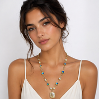 Collier long élégant avec chaîne ovale, perles naturelles d'eau douce et nacre, idéal pour les soirées, cadeau pour femmes
