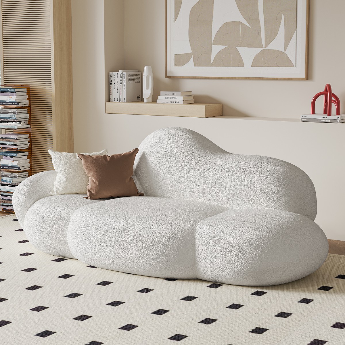 สามคน - สีขาว (1.9 เมตร) [ขนแกะลามบ์]