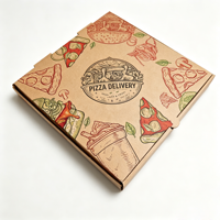 Boîtes de livraison de pizza en carton ondulé écologiques personnalisées avec logo imprimé, finition mate, pour usage en restaurant