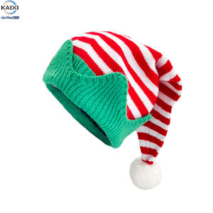 Elf Santa Beanies Chapeaux tricotés de Noël Hiver Chaud Nouvel An Rayures <span class=keywords><strong>Pompon</strong></span> Enfants Nouveau Design Chapeau de Noël pour Adultes - Product Image 1