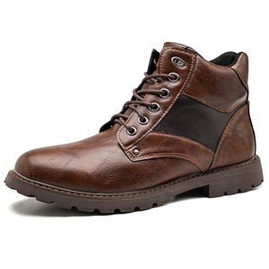 Botas de Hombre de Cuero Genuino Marrón con Cordones, Punta Redonda, Suela de Goma, Zapatos para Caminar de Otoño - Product Image 5