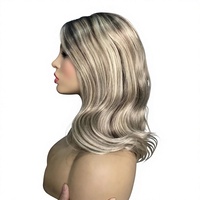 Perruque Lace Front HD 13*4 en Cheveux Humains, avec Mèches, Cheveux Vierges Européens, Cuticules Douces, Couleur Blonde, Ondulation Body Wave, Double Tirage
