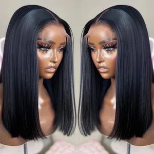 วิกผม perruque BOB humain <span class=keywords><strong>ผม</strong></span>คู่หน้า13x4HD ลูกไม้ก่อนถอนกระดูกตรงบ๊อบสีดำธรรมชาติ10 "<span class=keywords><strong>ผม</strong></span>บราซิล - Product Image 2