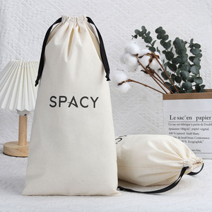 Recyclable Promotion Organic Muslin Cotton Drawstring Bag Custom Logo Printed for <b>Cloth</b> Hat Shoe Storage <b>Dust</b> Muslin Cotton Bag - Product Image 3