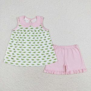 Conjunto de Ropa de Verano para Bebés, 2 Piezas, Camiseta sin Mangas con Estampado de Cocodrilo y Pantalones Cortos, Ropa de Boutique para Niños Pequeños - Product Image 2