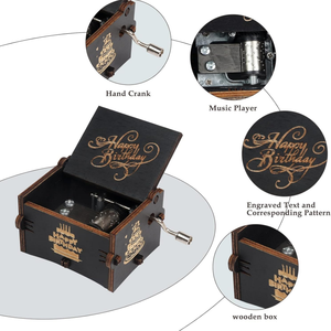 Boîte à musique en bois personnalisable Instrument de musique gravé Joyeux anniversaire Jouet pour maman papa fille fils femme mari amis - Product Image 5