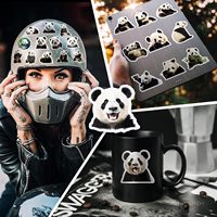 Autocollants imprimés clairs et résistants à l'eau, autocollants en vinyle personnalisés, autocollants Panda, fournis directement par l'usine, économiques