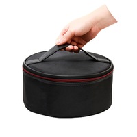 Pochette de soins de la peau de baril portable chaude trousse de toilette cylindrique étanche noir rond 1680D sac organisateur cosmétique avec poche en filet
