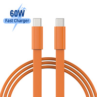 Câble de charge rapide USB C plat en TPE, livraison rapide, 60W PD, charge rapide, avec boîte cadeau personnalisée
