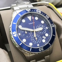 Montre chronographe à quartz pour homme, lunette rotative, bracelet en acier inoxydable, aiguilles lumineuses, affichage de la date, style sport plongée