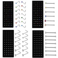 Factory Direct Supply Boxes Stainless Steel L-shaped Nose Studs 1.5/2.0/2.5 Zircon-inlaid Curved Bar Unisex Piercing Jewelry