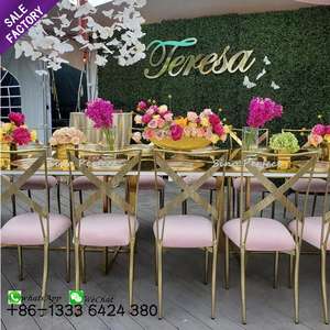 High Quality Cross Back Stainless Steel Luxury <b>Cheap</b> Wedding <b>Dining</b> <b>Chairs</b> Unique Banquet <b>Chair</b> Events - Product Image 1