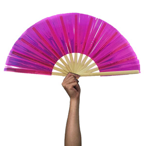 Abanico plegable de tela de bambú para uso en clubs nocturnos, abanico de Kungfu de gran tamaño, <span class=keywords><strong>precio</strong></span> personalizado de Arte Popular - Product Image 2