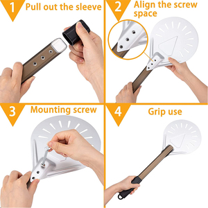 Round Aluminum Perforated <strong>Pizza</strong> Paddle Lightweight Metal <strong>Pizza</strong> Turning <strong>Peel</strong> with Ergonomic Design Handle - Product Image 2