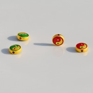Gold Tai Chi Spacer Beads <b>Red</b> Green Yin Yang Alloy Scattered Beads For DIY Jewelry Making <b>Bracelet</b> Necklace Accessories - Product Image 1