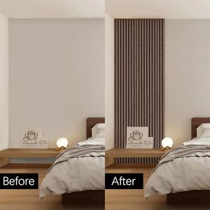 木材スラット吸音壁パネル（木目調MDFボード使用、90％の騒音低減、耐火性） - Product Image 1