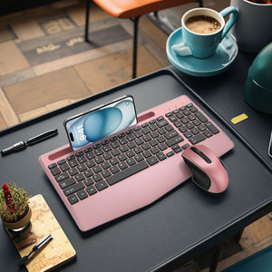 Ratón Inalámbrico Delgado para Oficina 2.4G con 2 Pilas AA, Funcionamiento Silencioso, Diseño Ergonómico con Reposamuñecas, Set <span class=keywords><strong>de</strong></span> Teclado y Ratón con Ranura <span class=keywords><strong>de</strong></span> 10 Pulgadas - Product Image 1