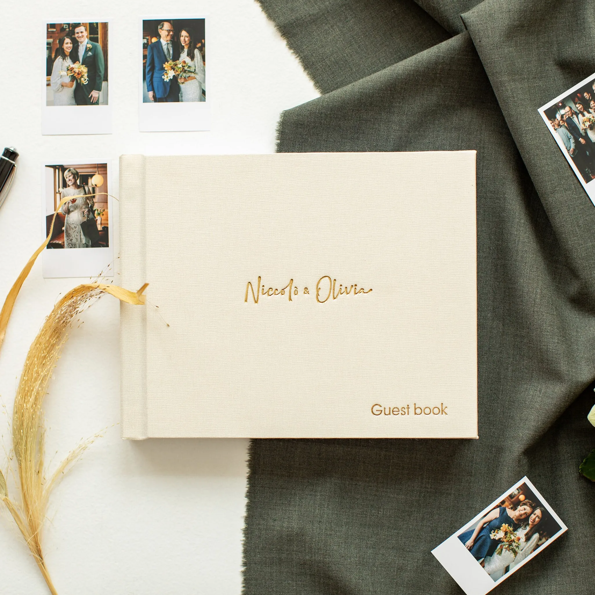 Personalizzato Luxe lino copertina rigida personalizzato libro degli ospiti di nozze Album fotografico di nozze Lay Flat Fuji Instax Album fotografico Album di compleanno