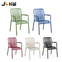 Chaise de restaurant moderne, chaise de café, chaise de bar, chaise de crèmerie, chaise de salle à manger extérieure en métal vintage aluminium avec accoudoirs