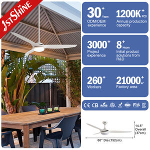 1stshine Led Ventilador <span class=keywords><strong>de</strong></span> techo Aspas <span class=keywords><strong>de</strong></span> plástico blanco <span class=keywords><strong>de</strong></span> lujo 60 pulgadas Iluminación regulable Ventilador <span class=keywords><strong>de</strong></span> techo con control remoto - Product Image 3