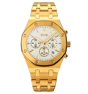 Skmei 9296 para hombre de lujo caja de reloj de acero inoxidable relojes de pulsera occidentales