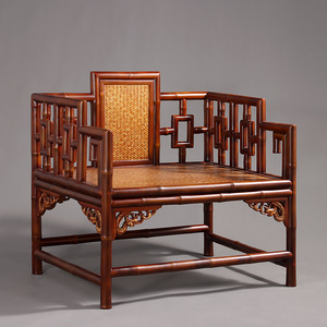 Ming Style Bamboo Armchair Red Bamboo Handmade Chinese Antique Fretwork <b>Chair</b> Living Room <b>Chair</b> - Product Image 2